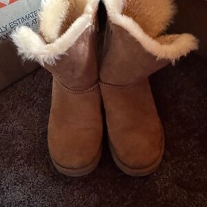 UGG Chestnut Suede Shearling-Lined Slip-On Boots